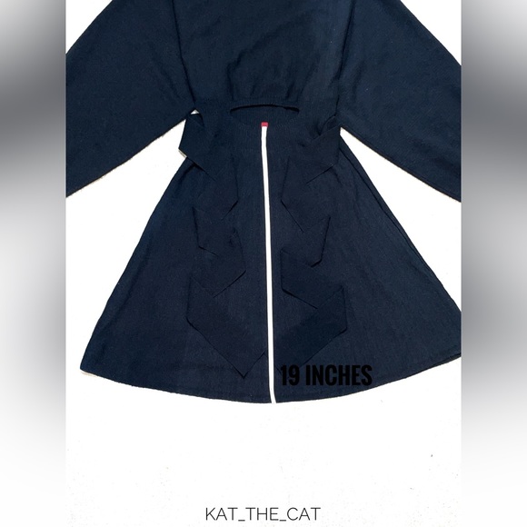 Sunny Lin Black Sweater Dress with Puffed Sleeves - Small - Picture 5 of 12